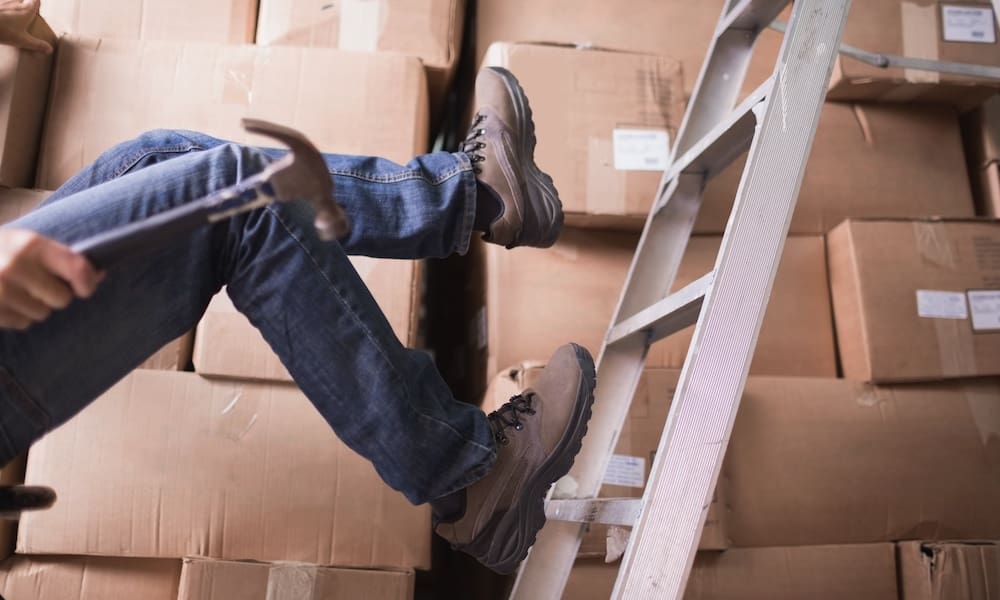 worker falling off ladder